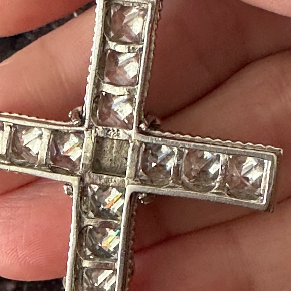 CZ big 925 sterling silver crucifix cross - Picture 3 of 9